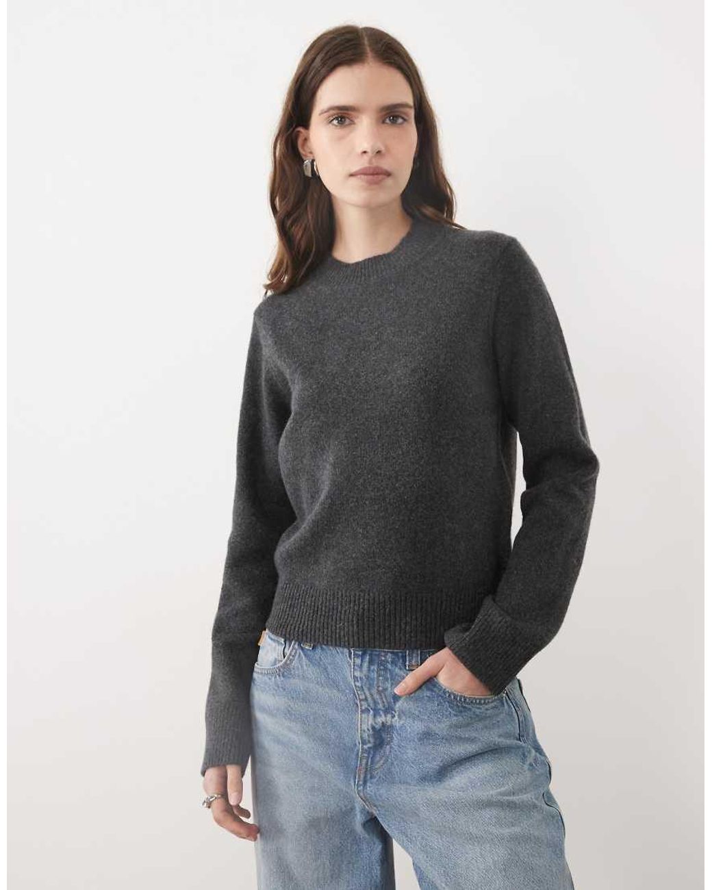 ASOS Black Wool Blend Neat Fit Jumper