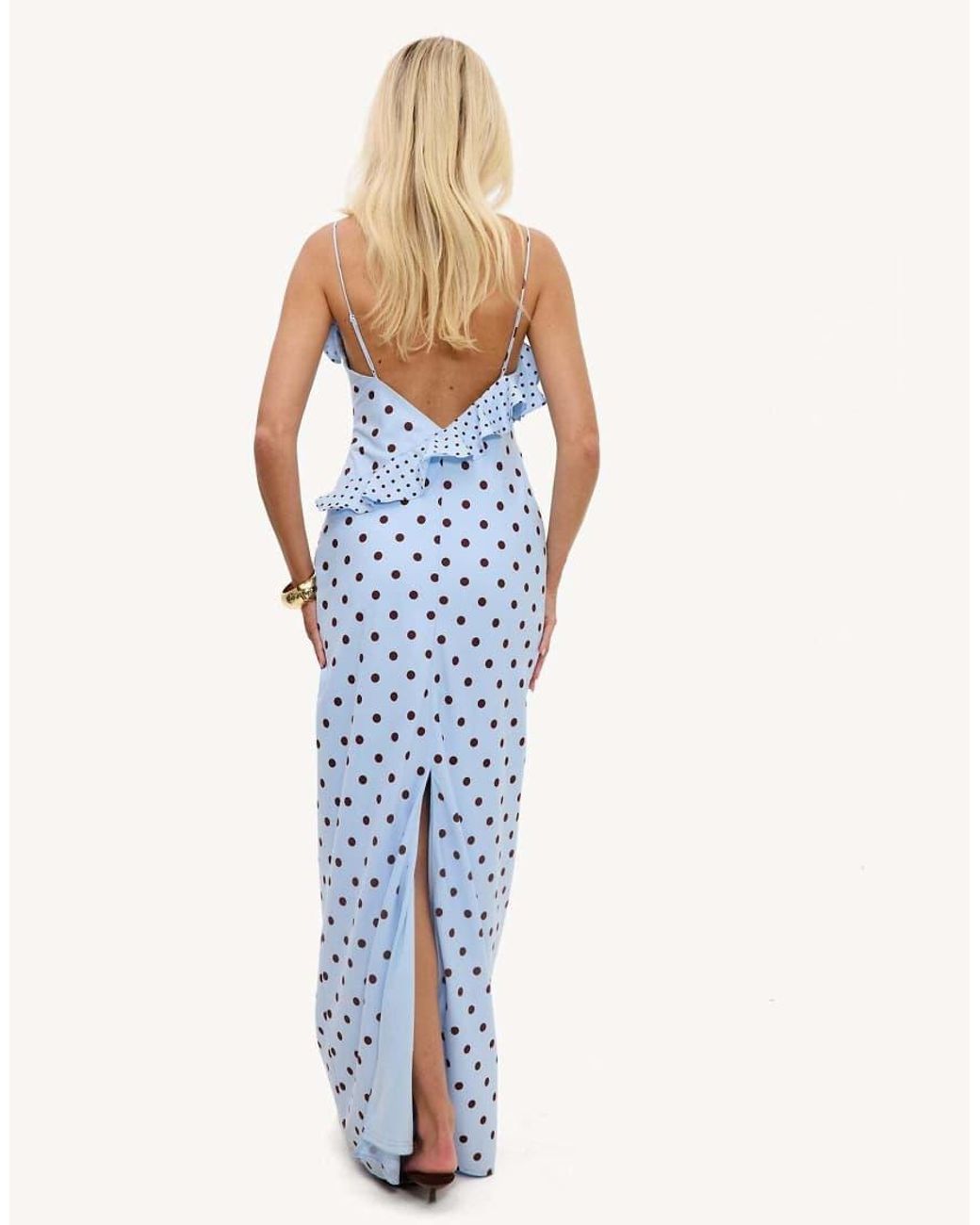 Loavies Blue Perfect Rhythm Maxi Dress With Polka Dots