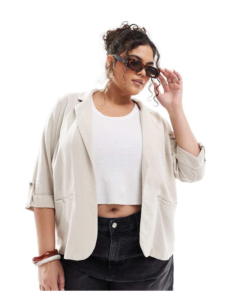 Vero Moda White Linen Touch Blazer