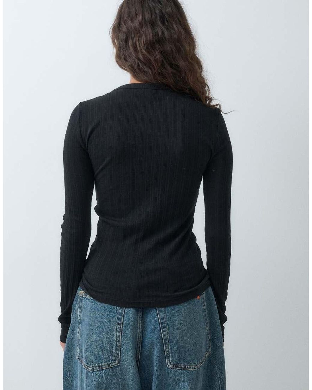 Gap Black Long Sleeve Essential Ribbed Top