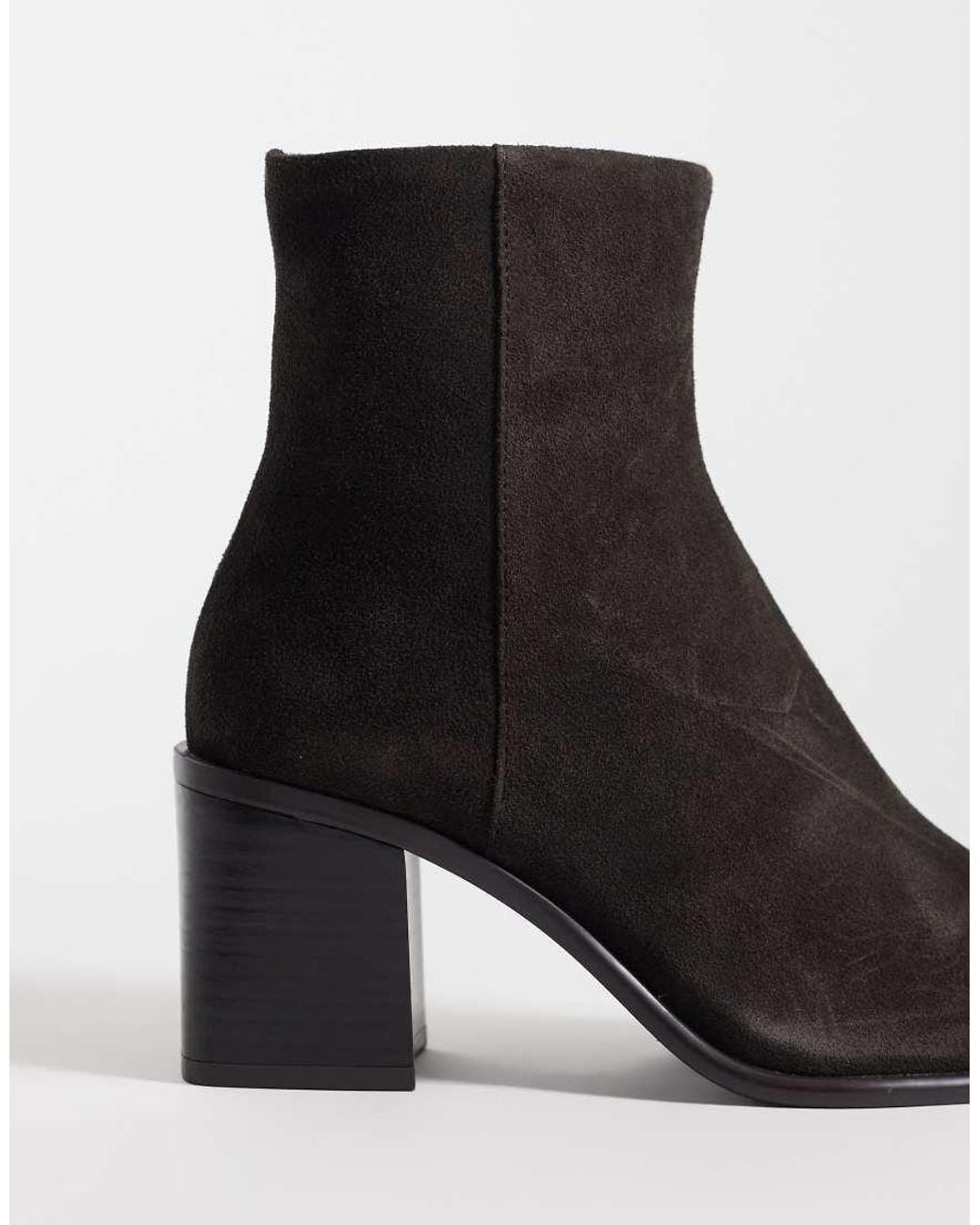 Mango Black 100% Leather Pointed Heeled Ankle Boot