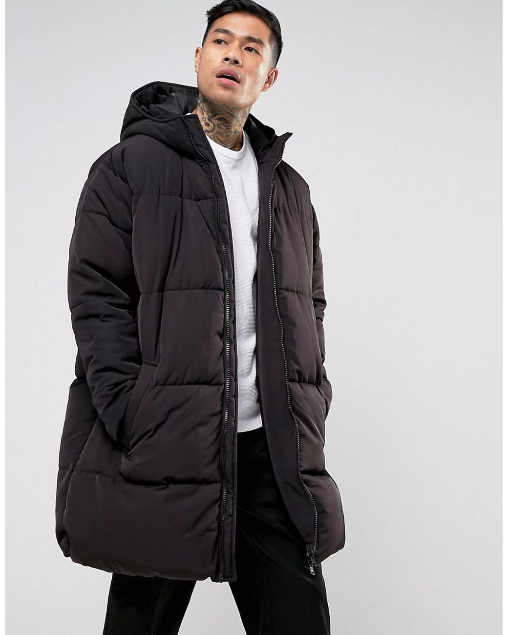 ASOS Asos Oversized Puffer Jacket With Hood In Black for Men | Lyst