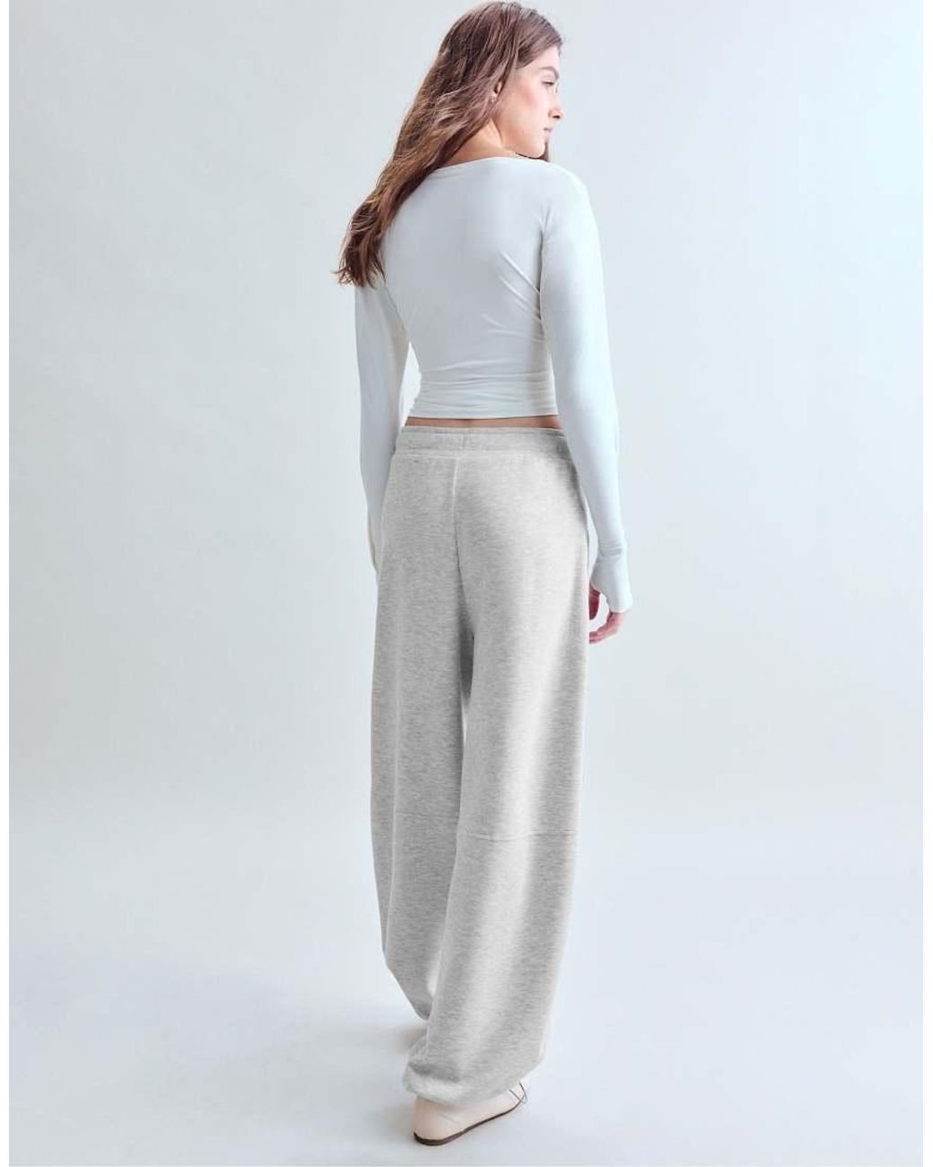Stradivarius Gray Soft-touch Barrel jogger Trousers