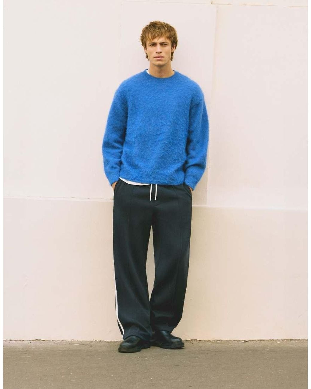 Pull&Bear Blue Soft-Touch Jumper for men