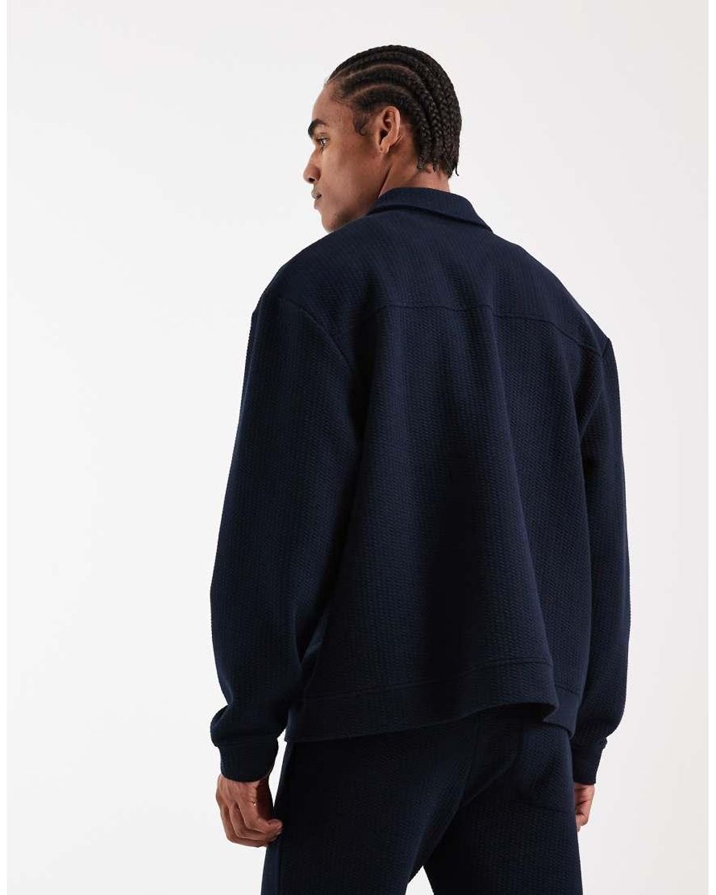 ASOS Blue Relaxed Zip Through Jacket for men