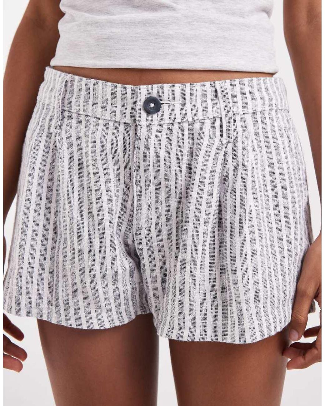 Hollister White Linen Blend Tailored Shorts