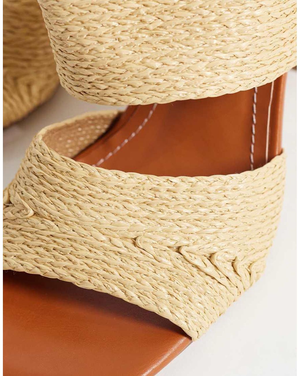 Public Desire Natural Milo Raffia Heeled Mule Sandals
