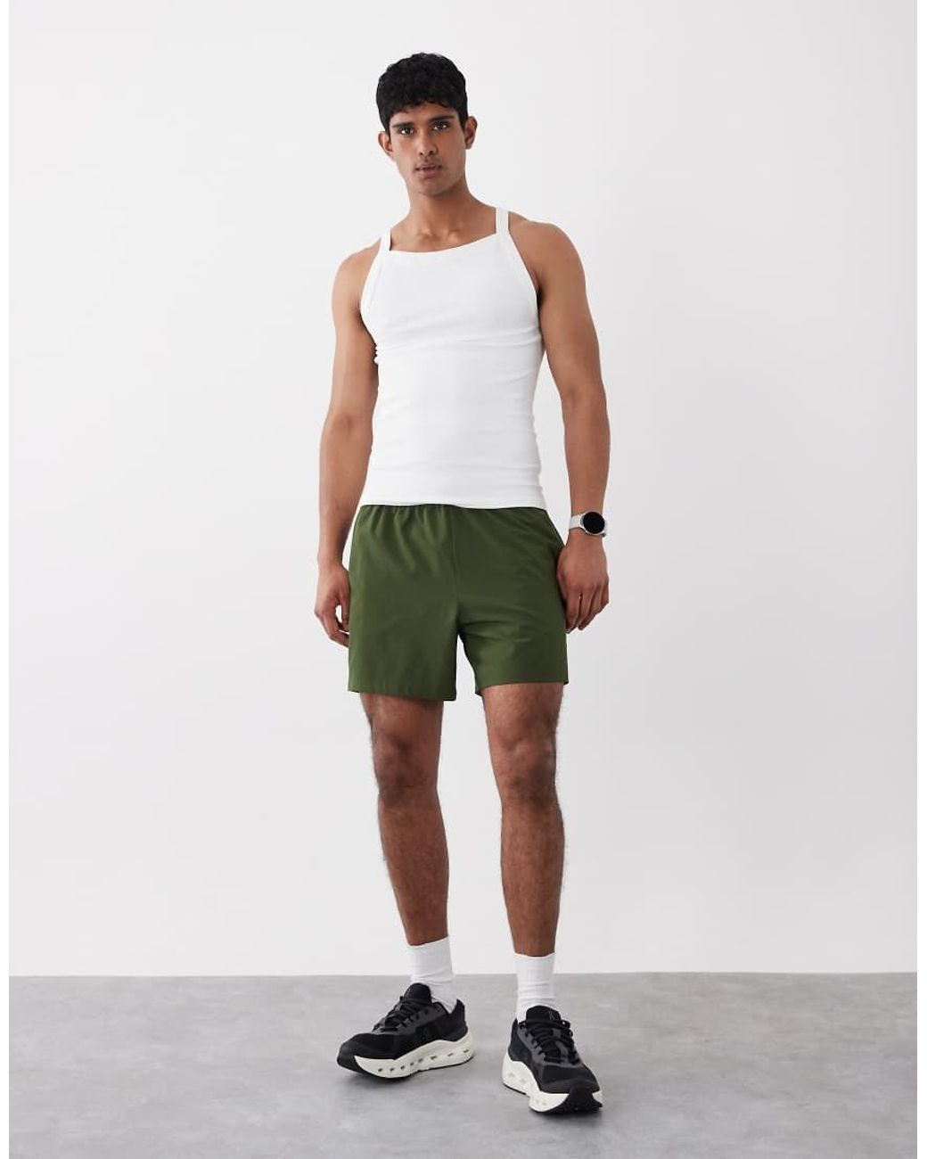 4505 White Seamless Ribbed Square Neck Muscle Vest for men