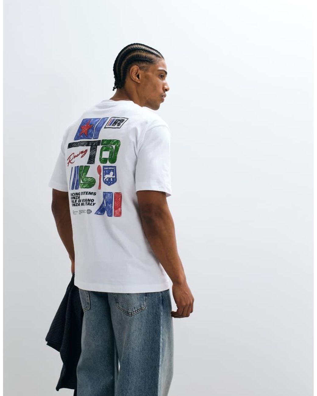 ASOS White Relaxed T-Shirt With Italia Graphic for men