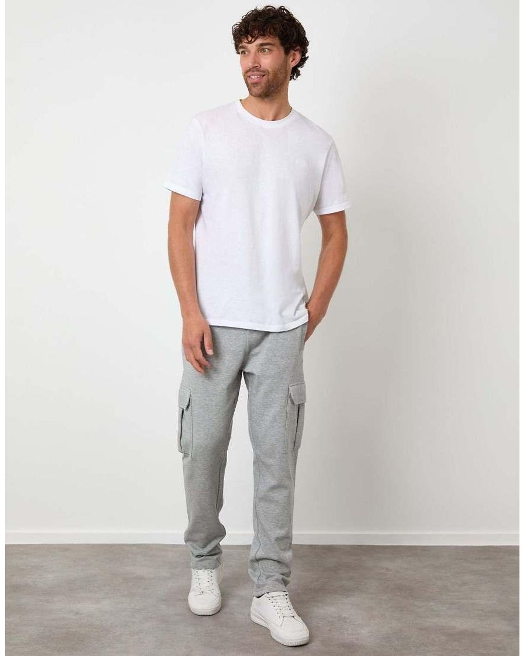 Threadbare Gray Cargo Joggers for men