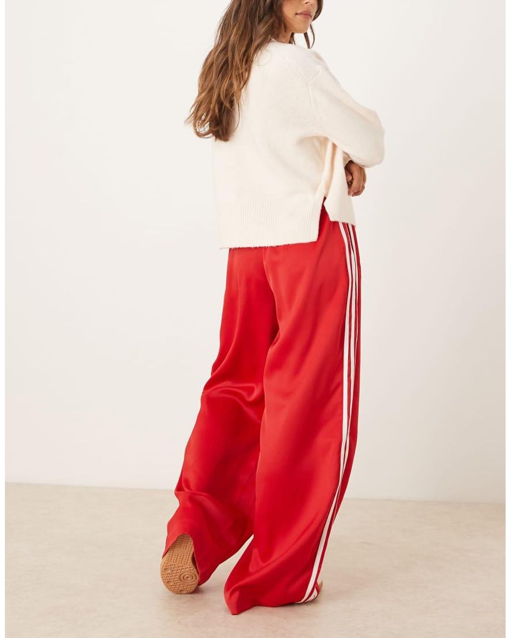 Adidas Originals Red Wide Leg Satin joggers