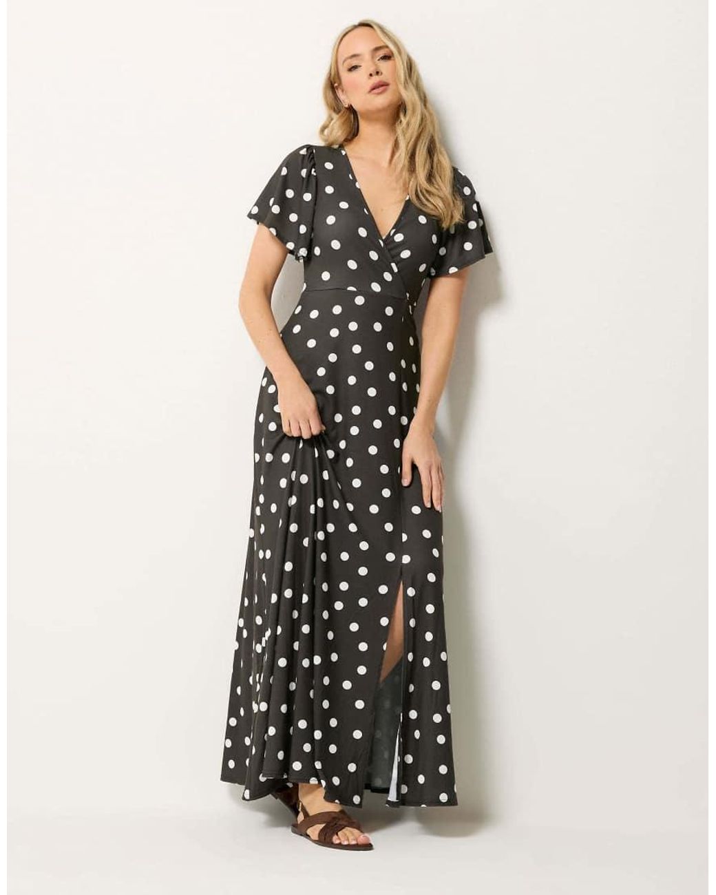 Long Tall Sally White Polka Dot Wrap Maxi Dress