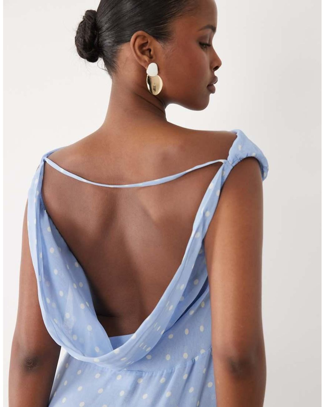 Oh Polly Blue Chiffon Asymmetric One Shoulder Thigh High Split Maxi Dress