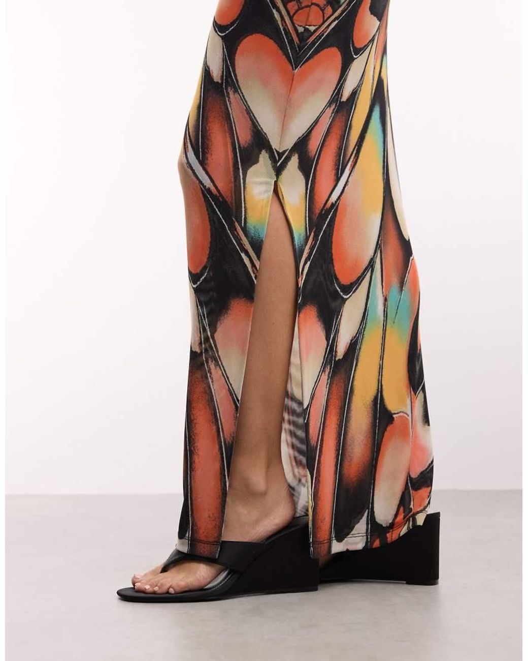 AFRM Natural Phyll Mesh Boat Neck Long Sleeve Maxi Dress
