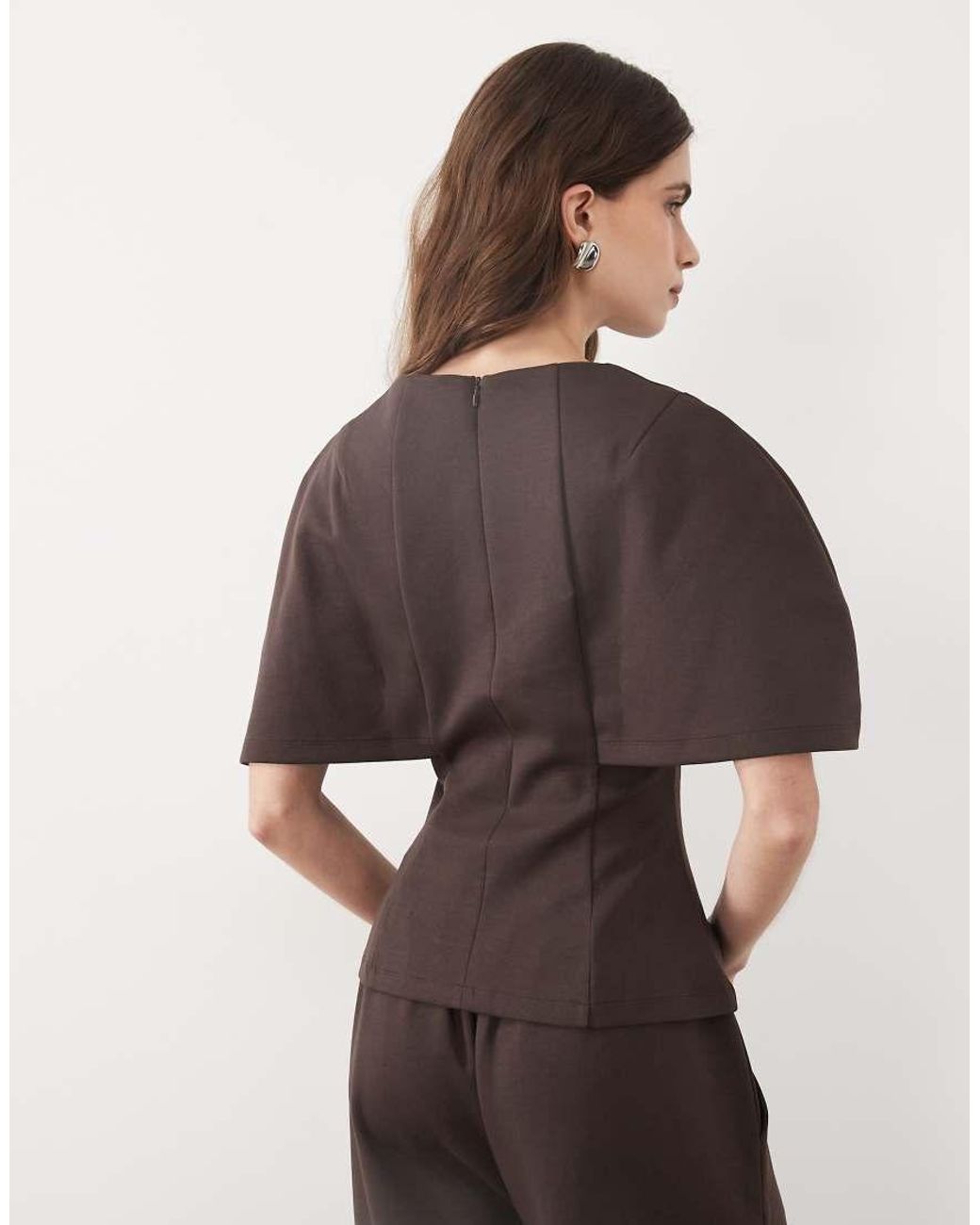 ASOS Brown Cape Sleeve Jersey T-shirt Co-ord