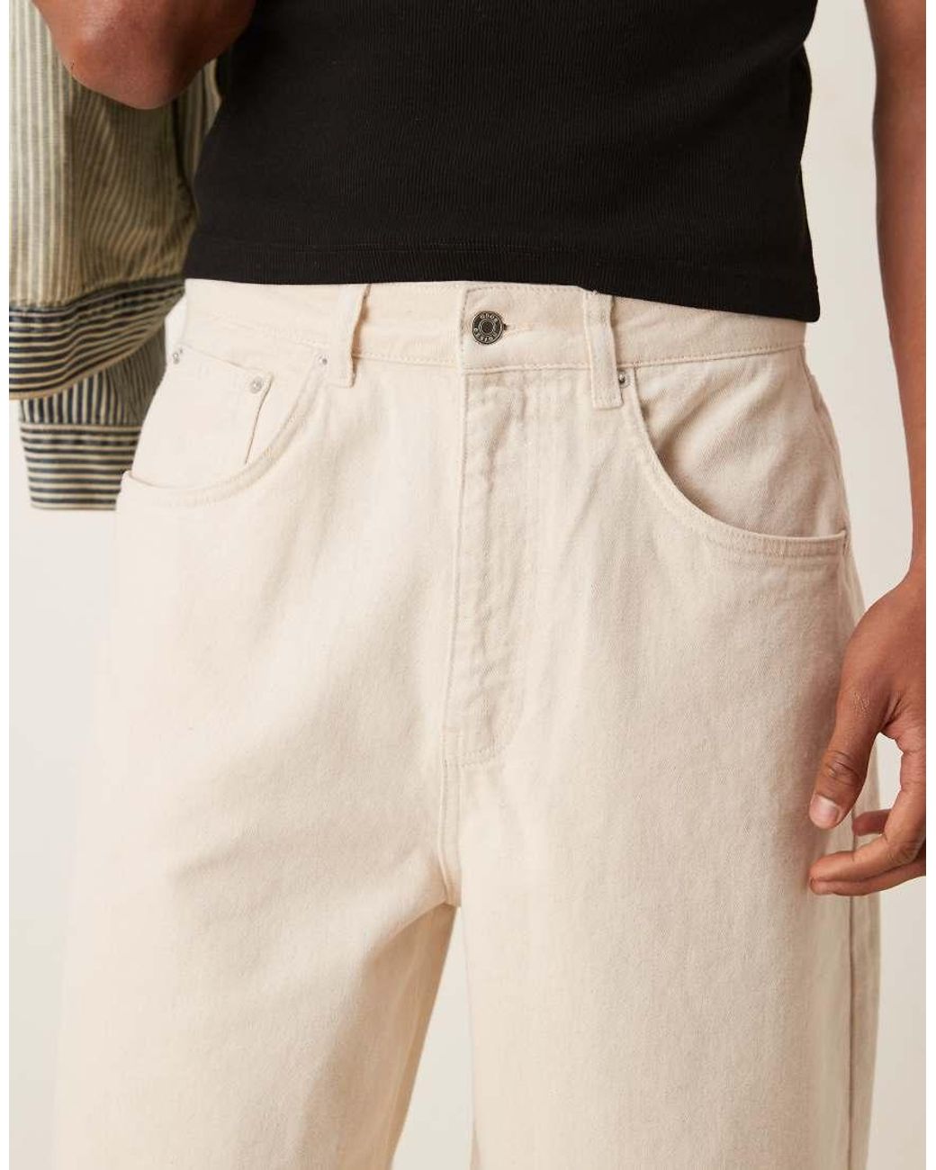 ASOS Oversized Denim Jort in het Natural voor heren