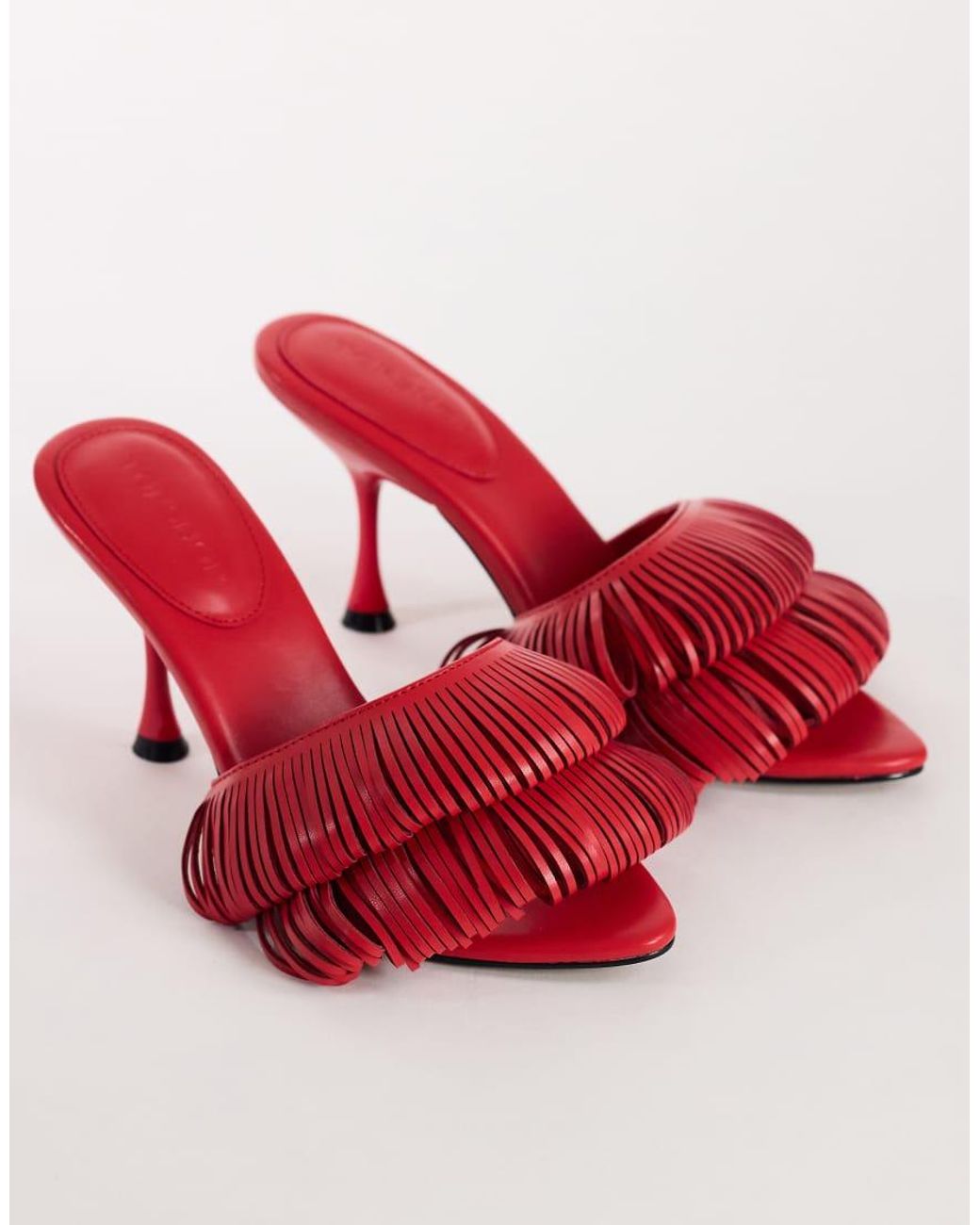 TOPSHOP Red Wendy Looped Fringe Heeled Sandal