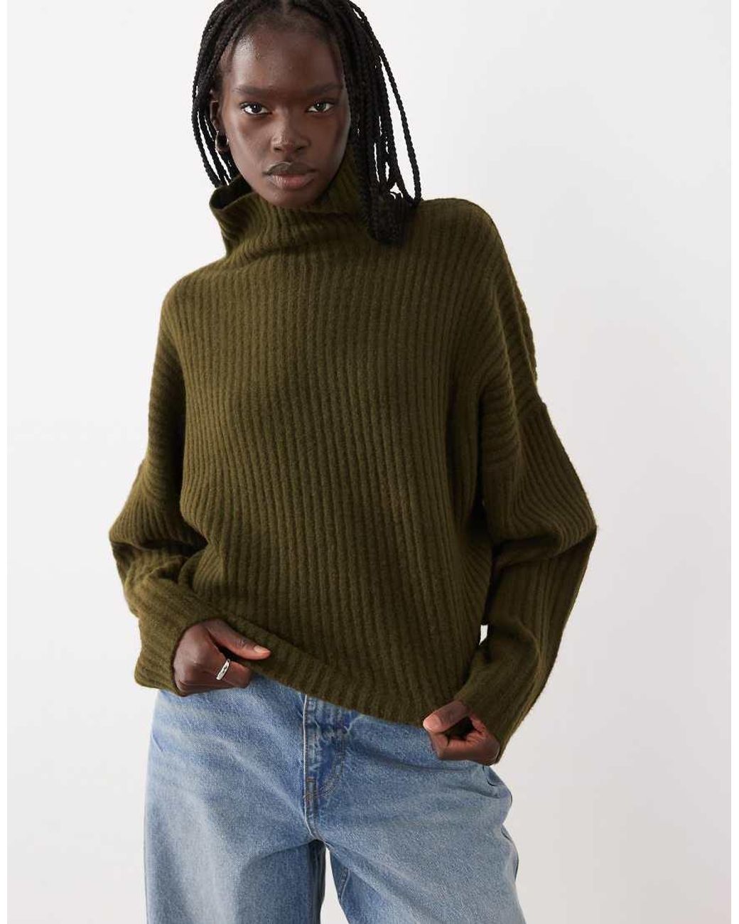 ASOS Green Batwing Funnel Neck Jumper