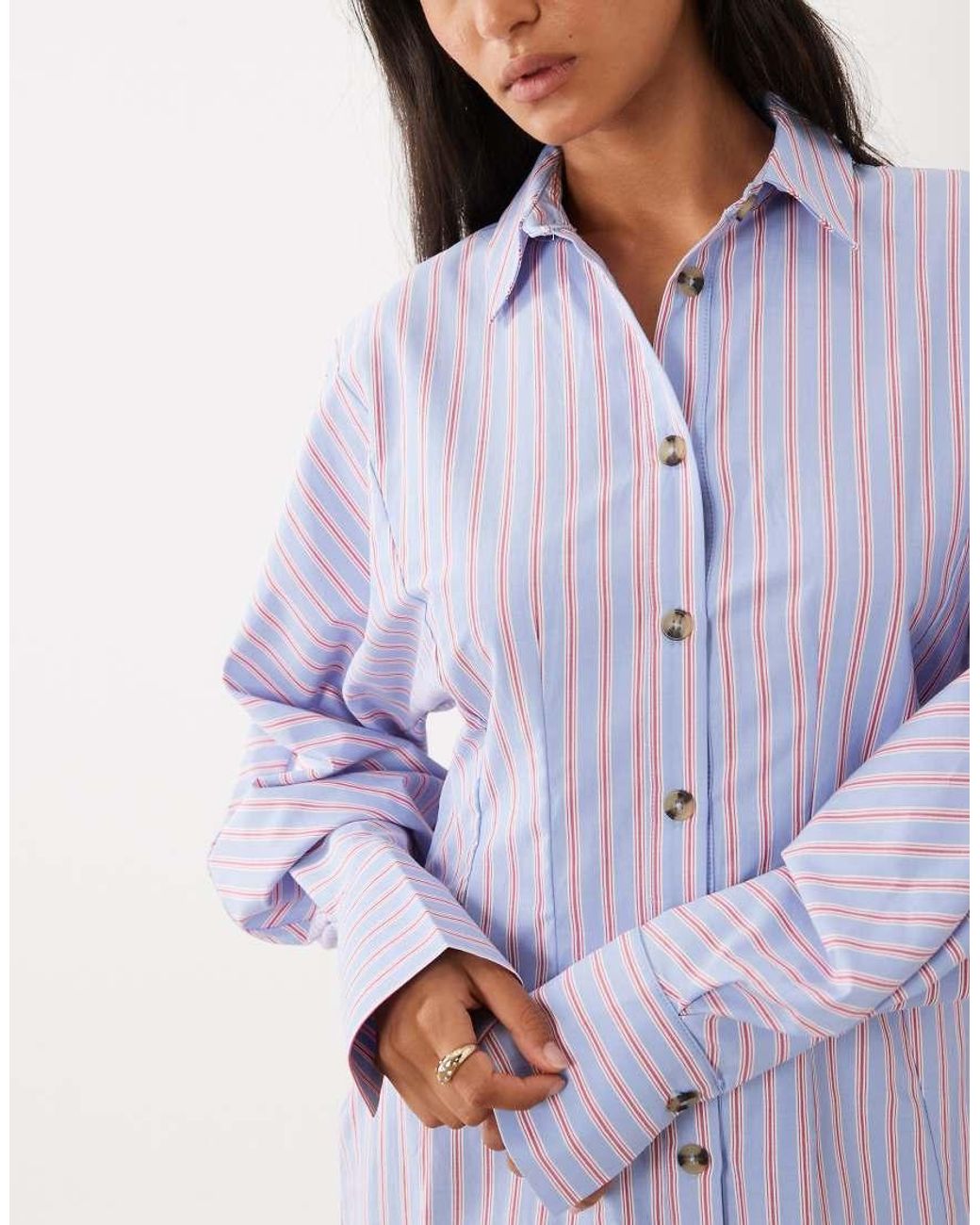 ASOS Multicolor Mini Shirt Dress With Cinched Waist