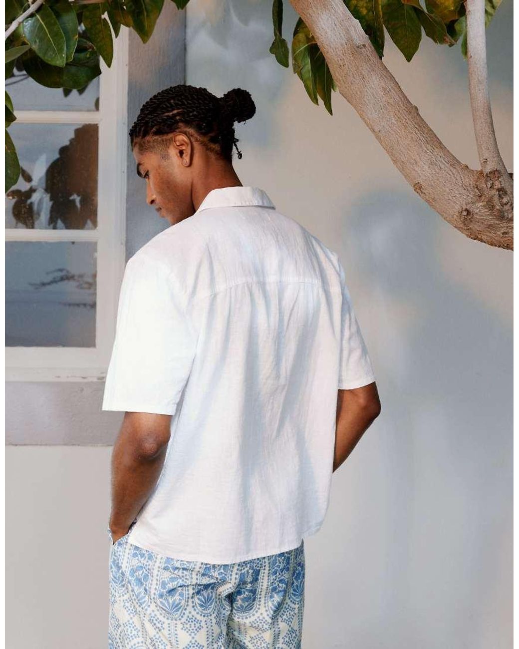 Hollister Gray Textured Short Sleeve Shirt for men