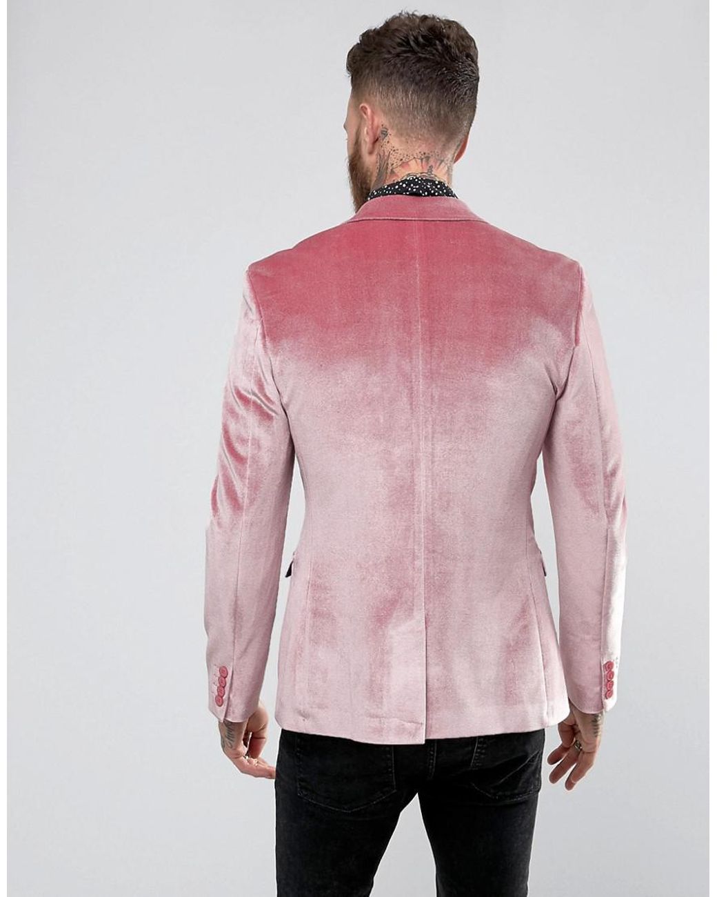 ASOS Super Skinny Blazer In Pink Velvet for Men Lyst Canada