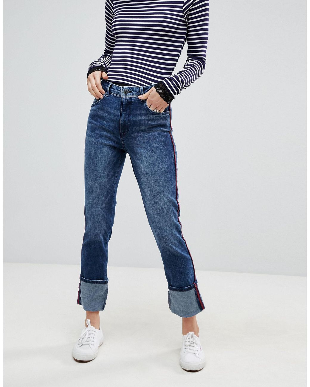 contrast stripe jeans