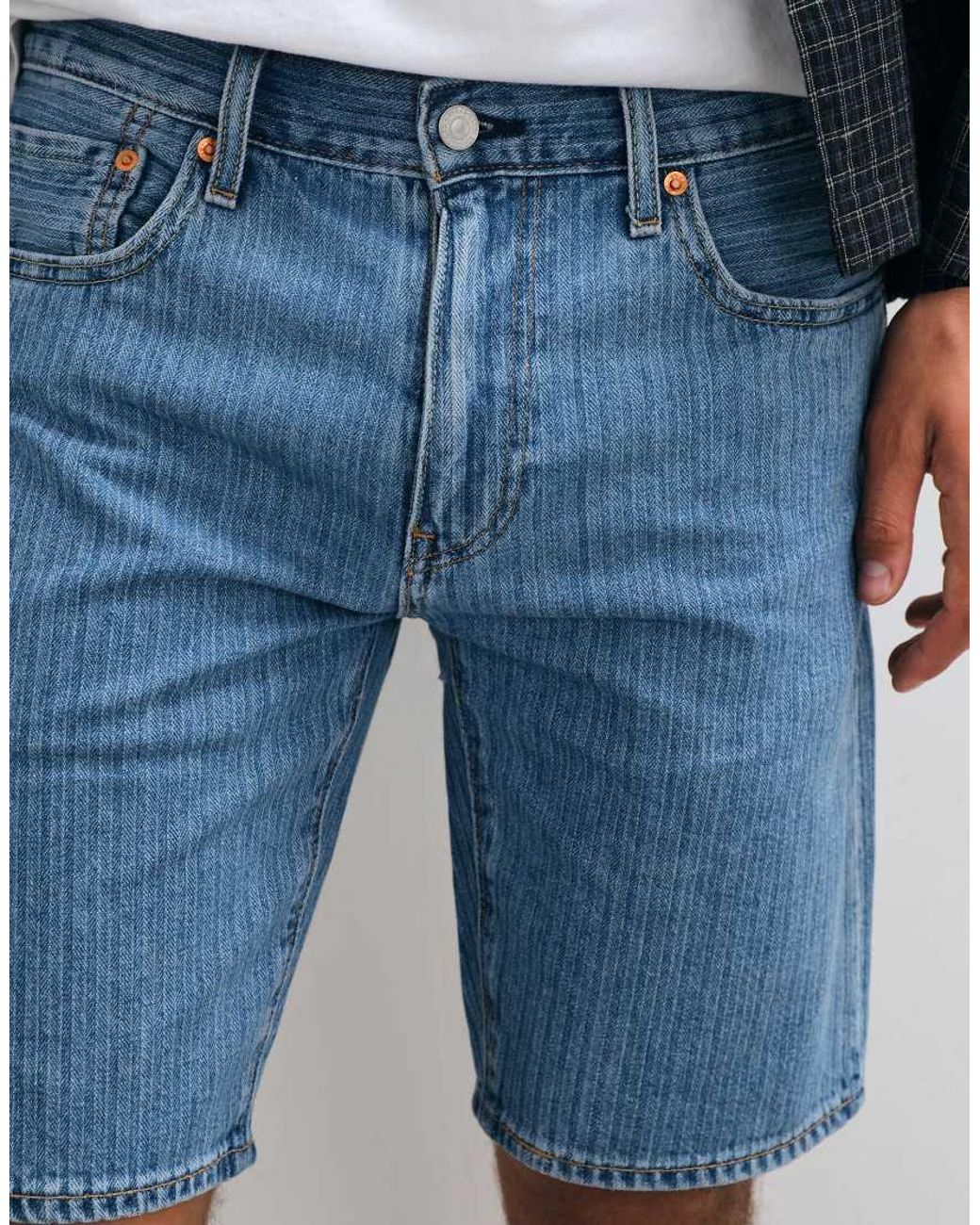 Levi's Blue 405 Standard Striped Denim Shorts for men