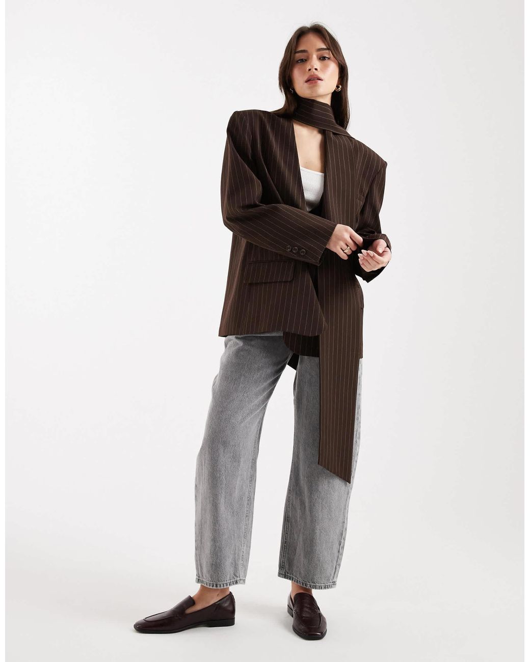 ASOS Brown Oversized Scarf Blazer
