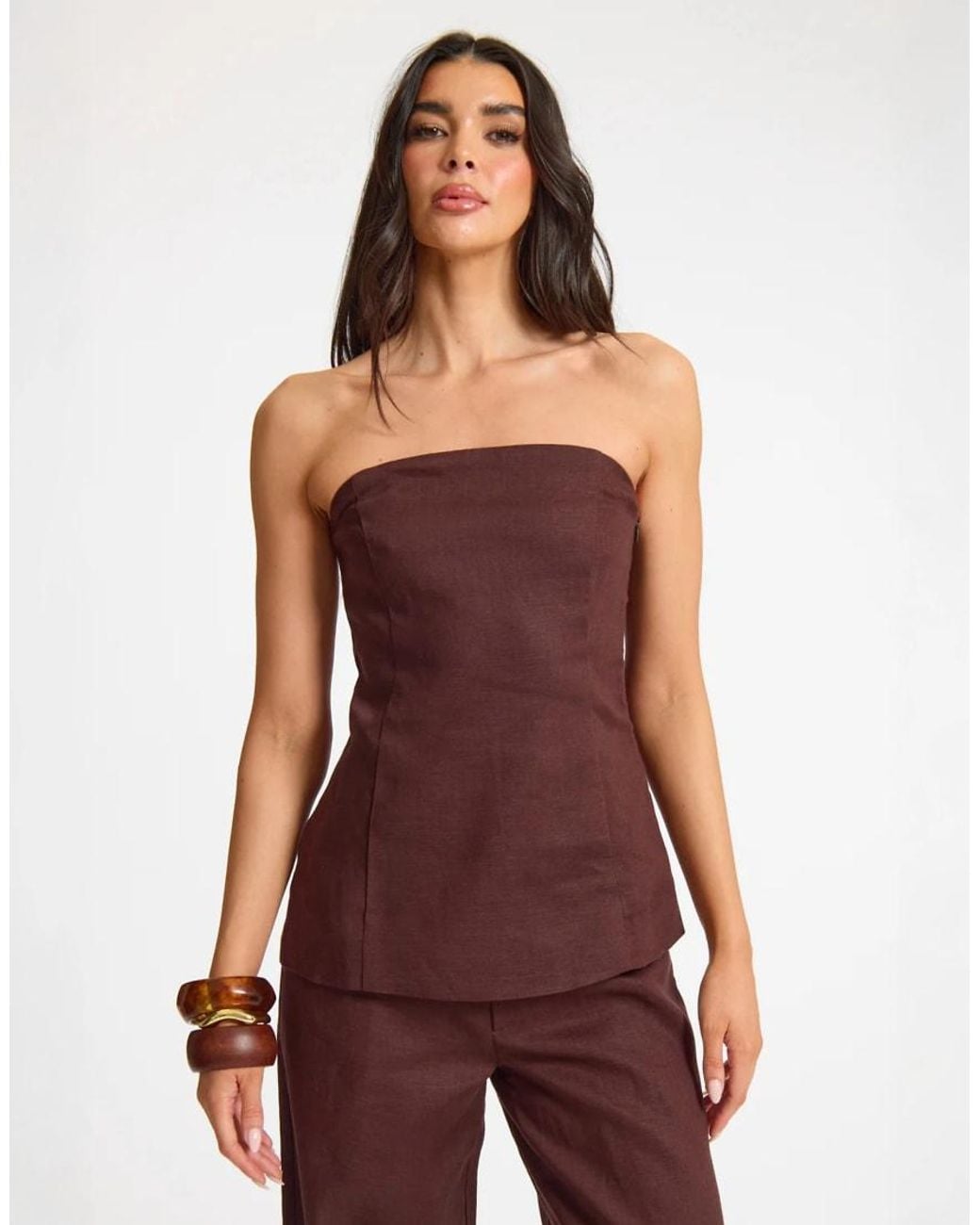 Missy Empire Purple Linen Longline Bandeau