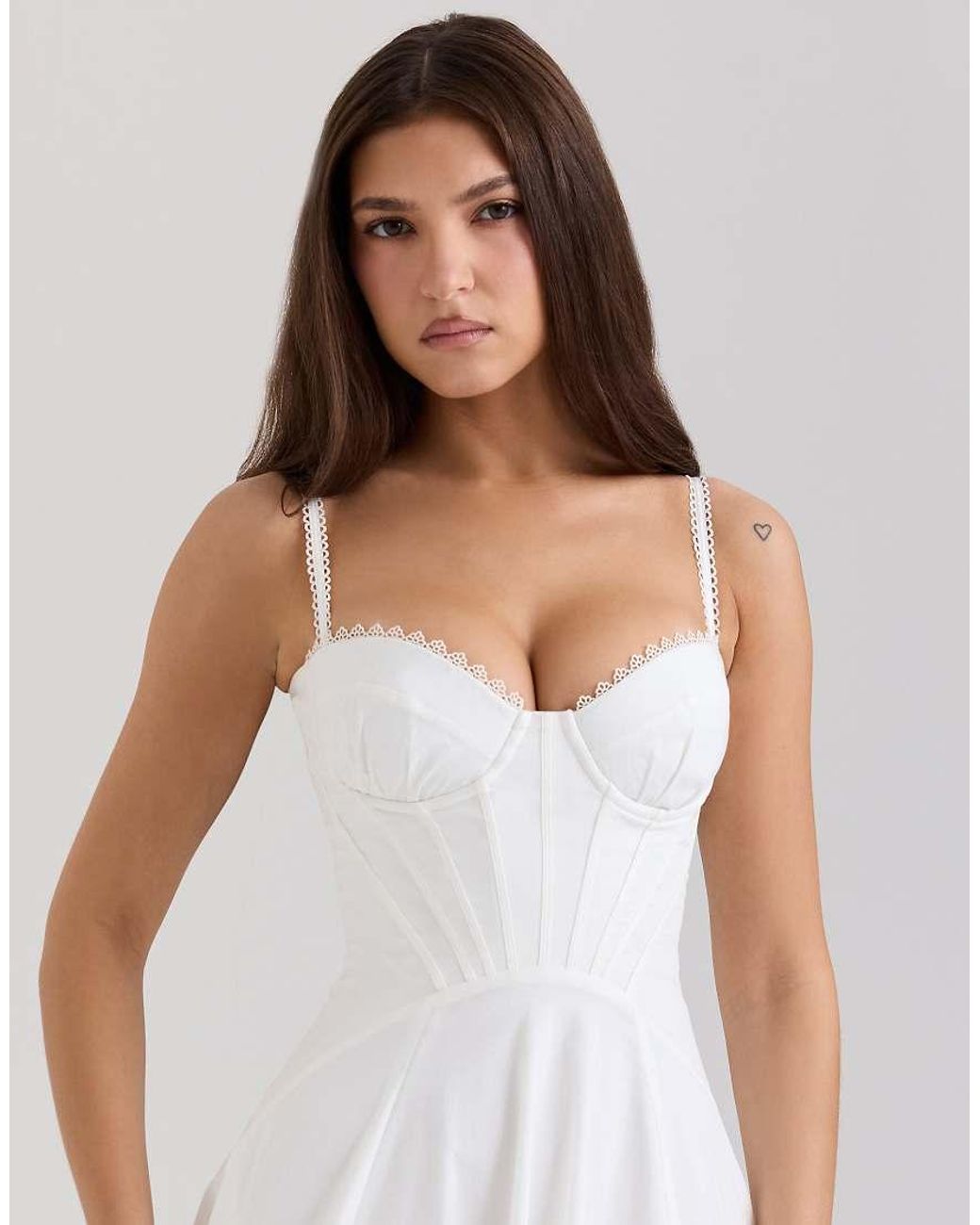 House Of Cb White Steffani Cotton Midi Sundress