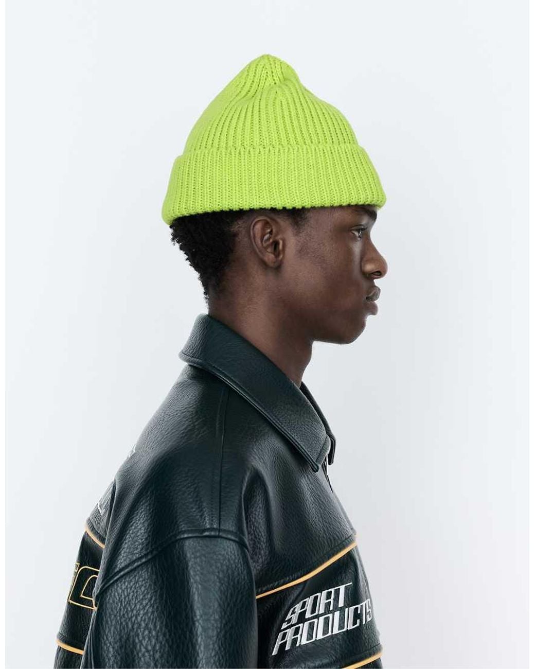 Pull&Bear Green Chunky Knit Beanie for men