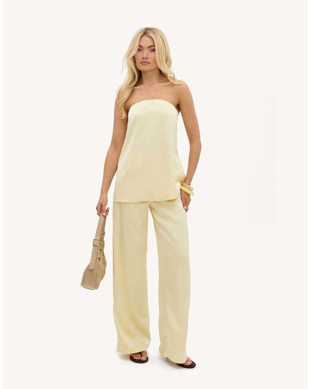 Loavies Natural A Floral Awakening Satin-Look Trousers