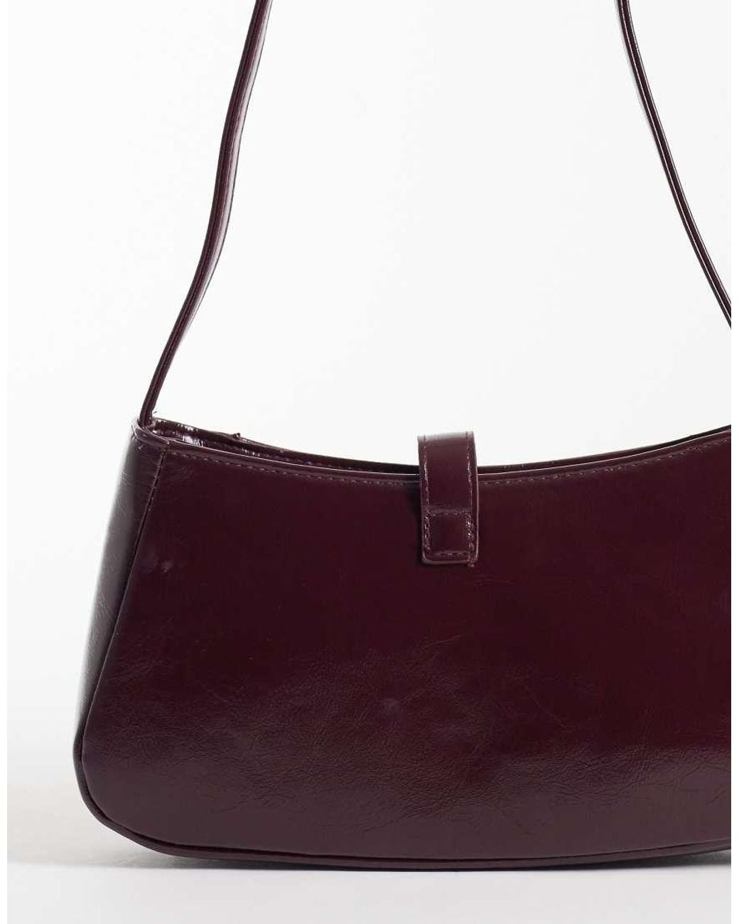 New Look Purple Croc Buckle Detail Shoulder Bag