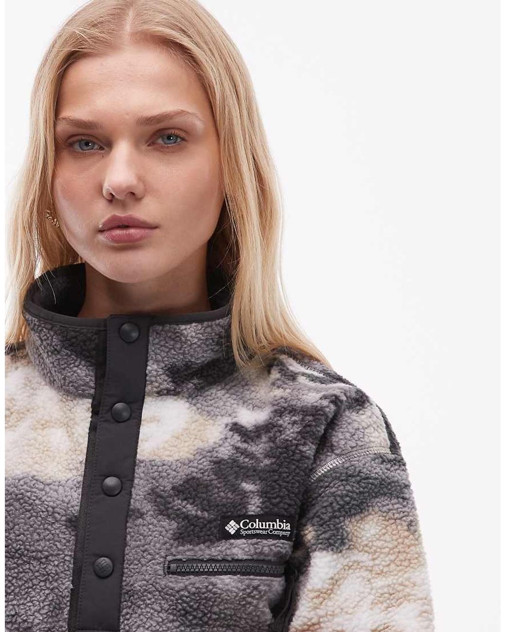 Columbia Gray Helvetia Ii Printed Cropped Half Snap Fleece