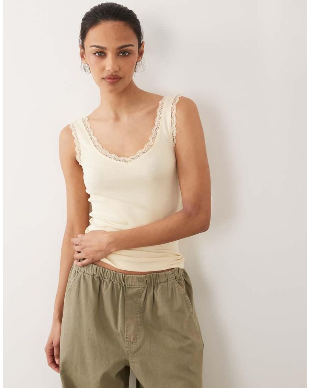 New Look Natural Lace Trim Singlet