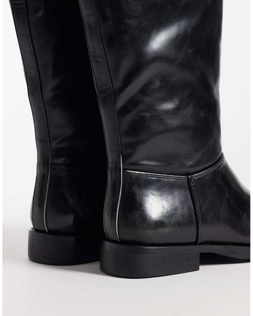 Public Desire Black Sheldon Round Toe Knee Boots