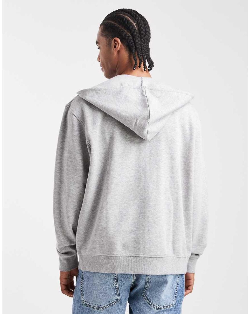 ASOS Gray Essentials Oversized Zip Through Hoodie for men
