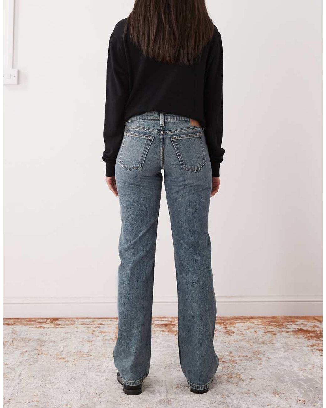 Weekday Black Arrow Low Waist Straight Leg Jeans
