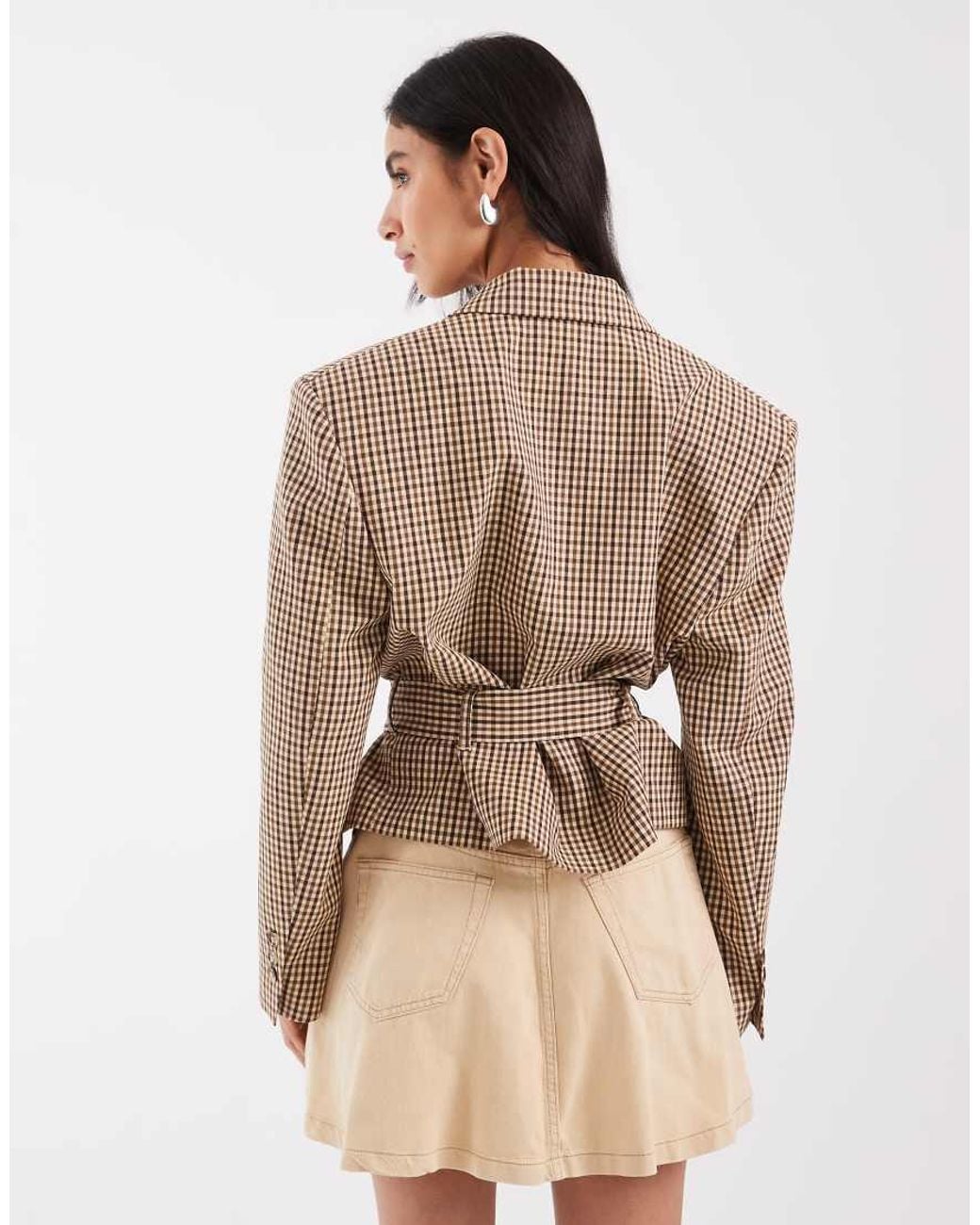 ASOS Natural Boxy Fit Belted Cropped Jacket