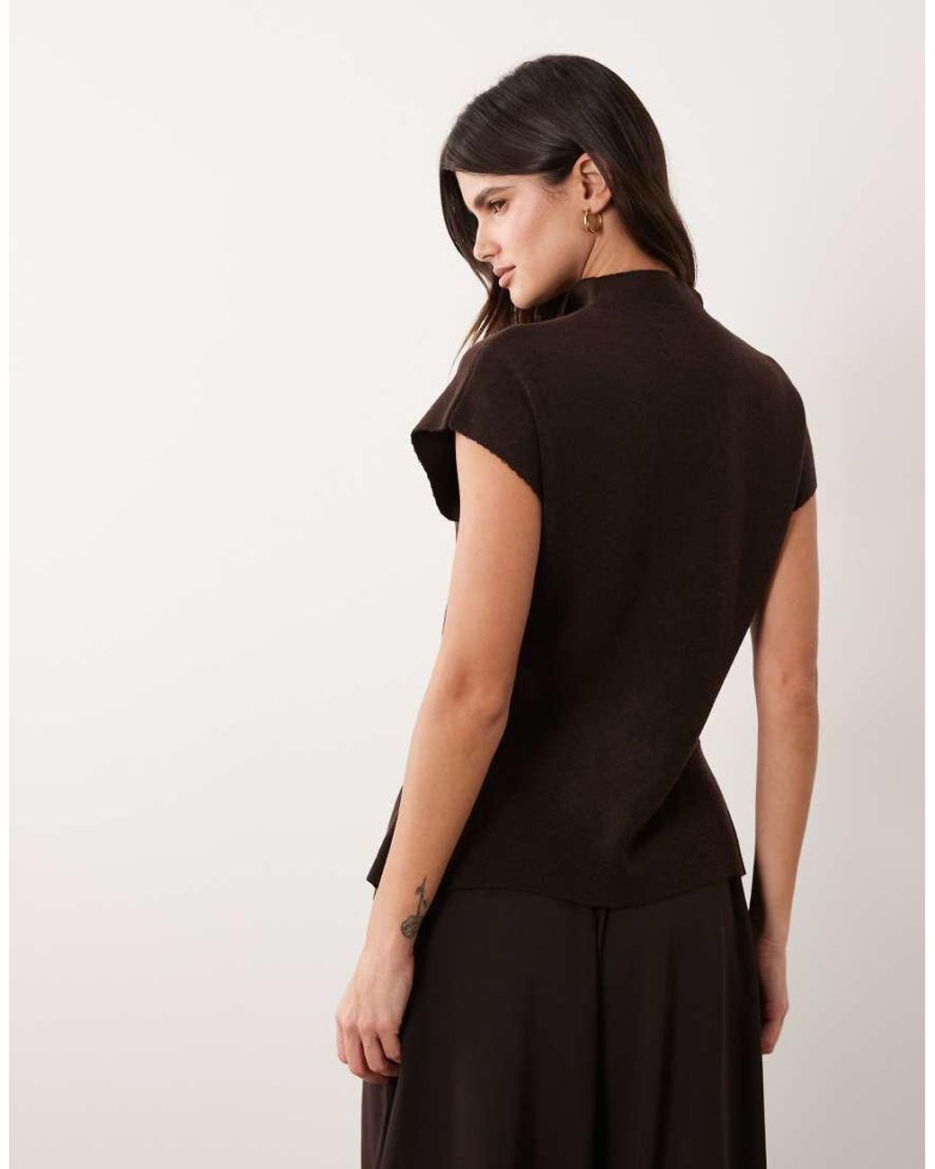 ASOS Black Placket Detail High Neck Button Through Top