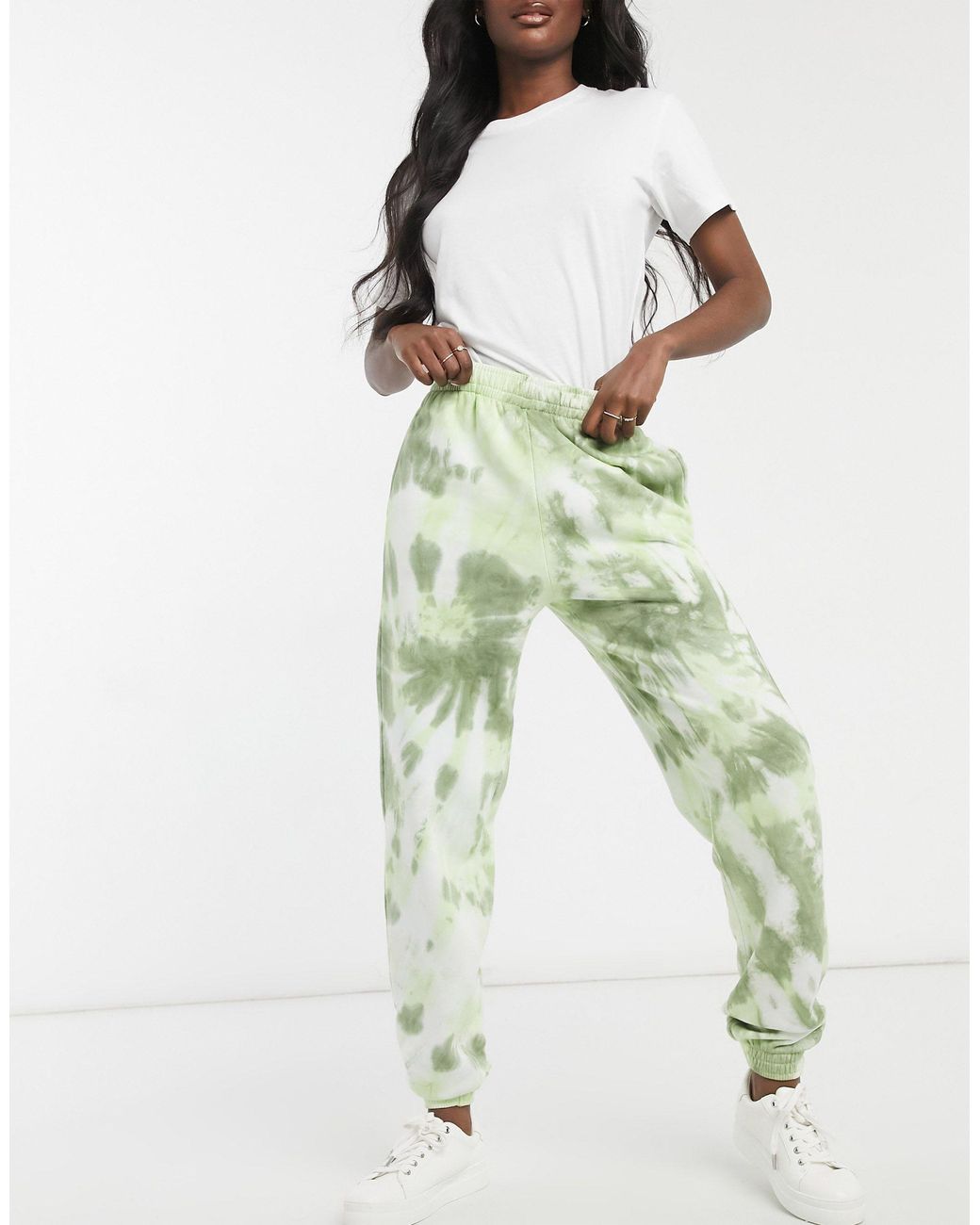 TOPSHOP Tie Dye Sweatpants in Green 