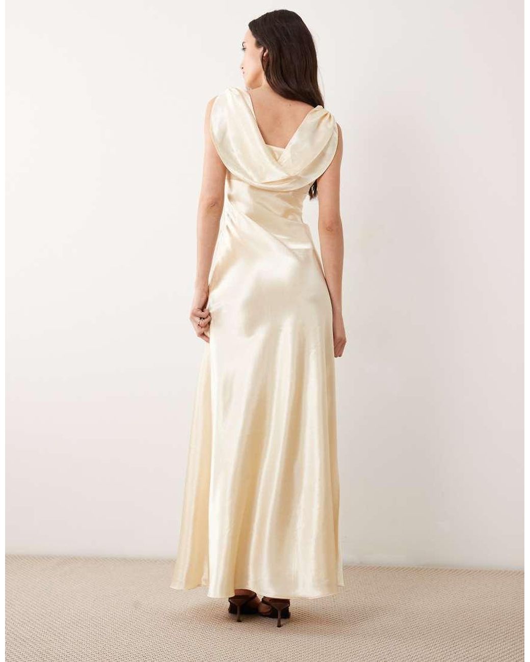 True Decadence Natural Cowl-Back Maxi Dress