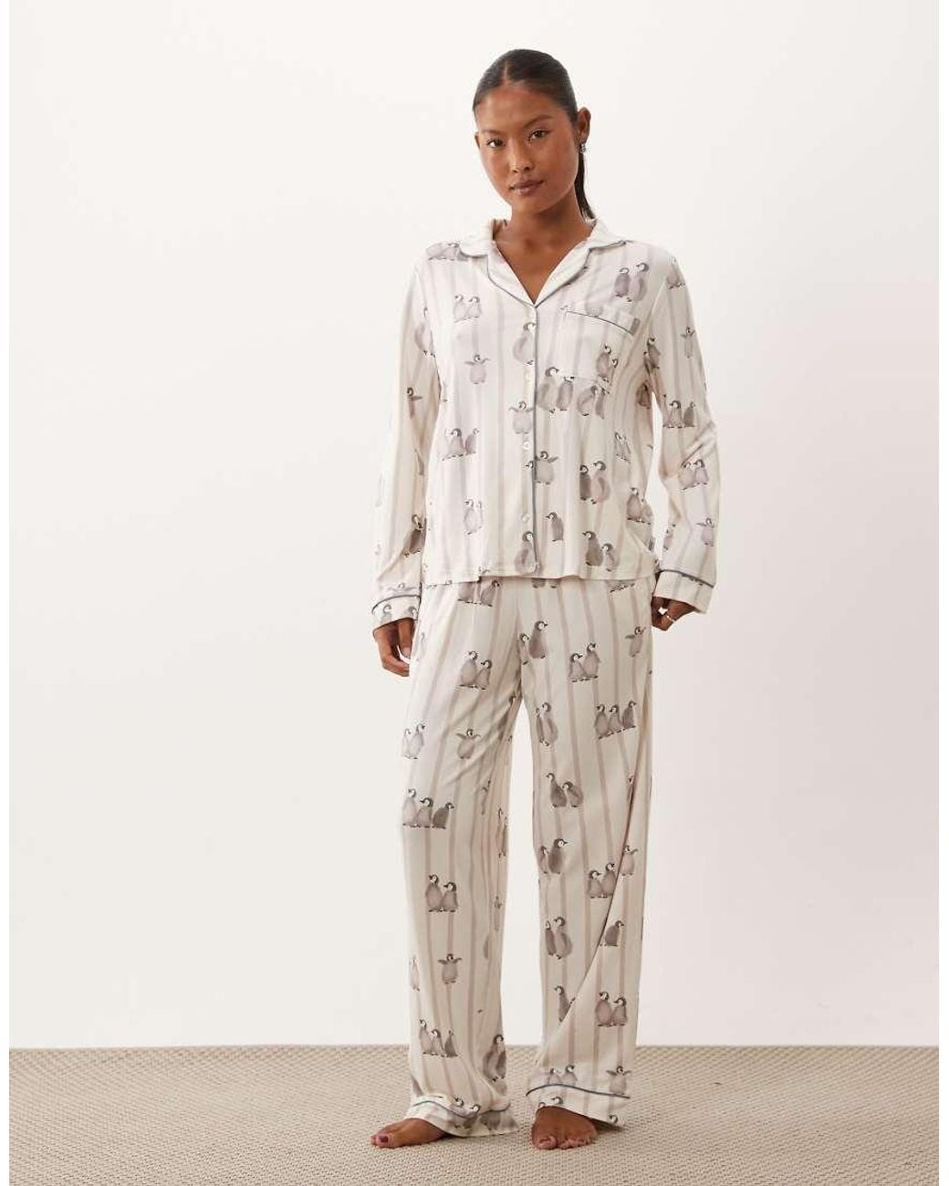 Chelsea Peers Natural Super Soft Button Up Pyjama Set