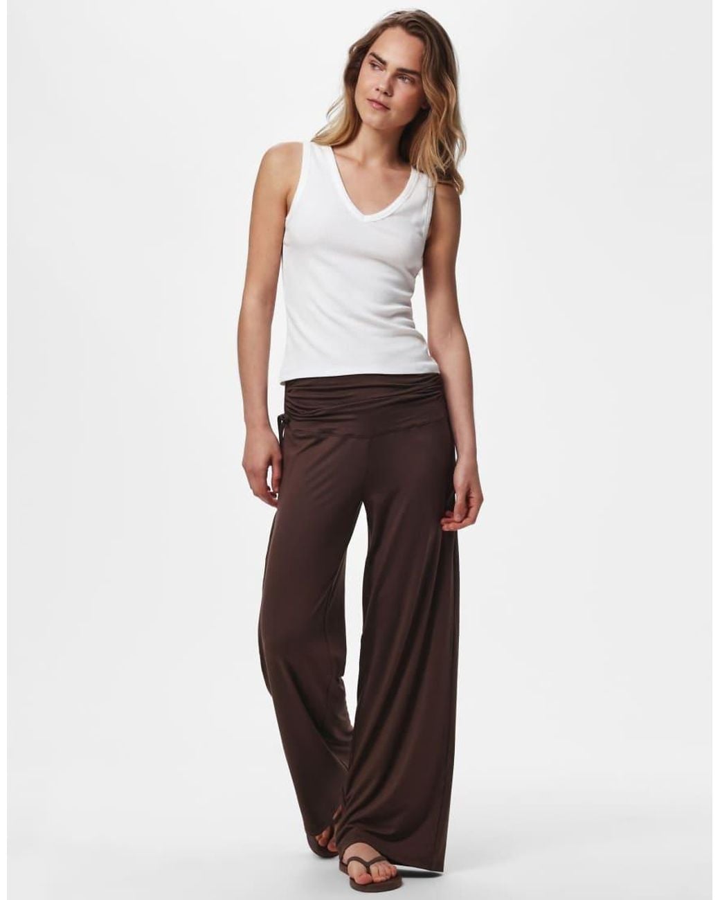 Pieces Brown Trousers