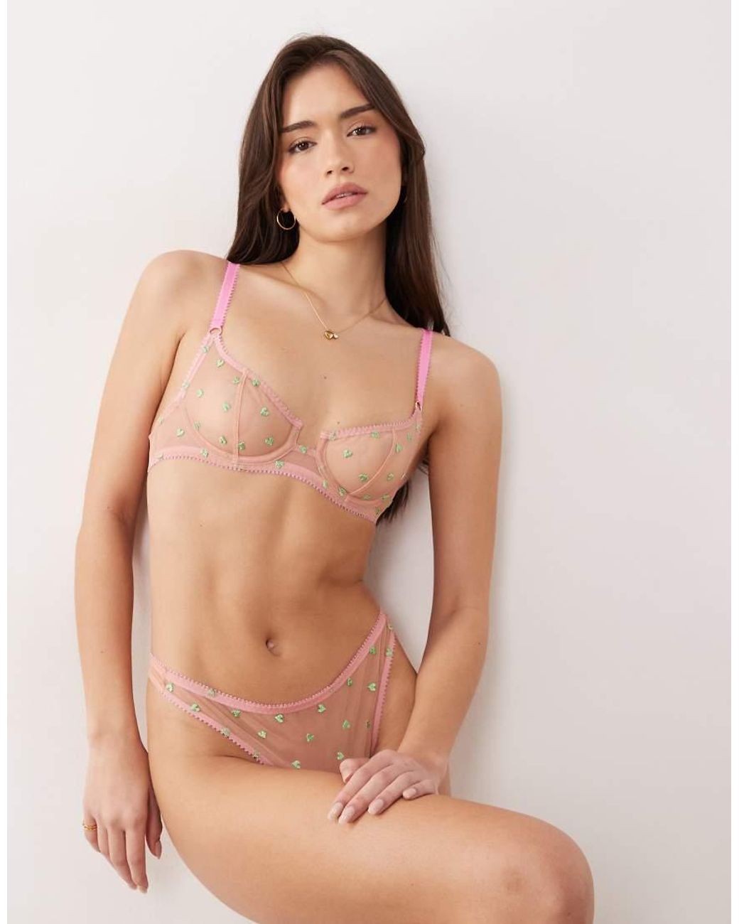 Dora Larsen Natural Bessie Heart Embroidered Thong