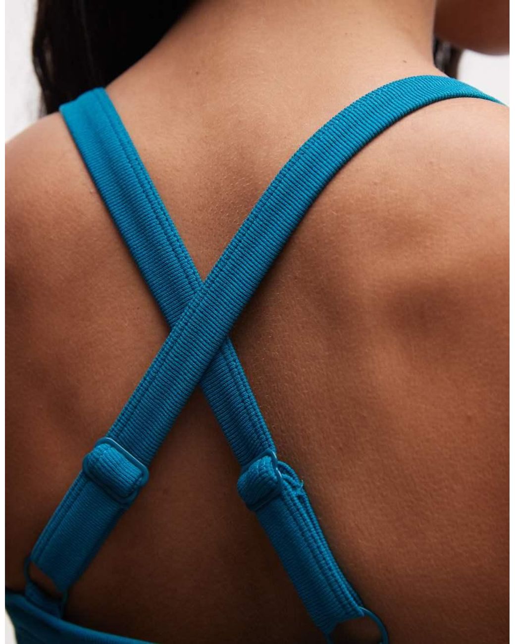4505 Blue Sculpting Seamless Strappy Push Up Sports Bra With Removable Padding