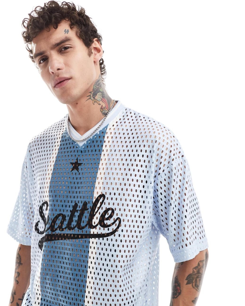 【BERSHKA】S/S Mesh Sports T-Shirts ベルシュカ Short sleeve mesh sporty print T-shirt - Men | Bershka