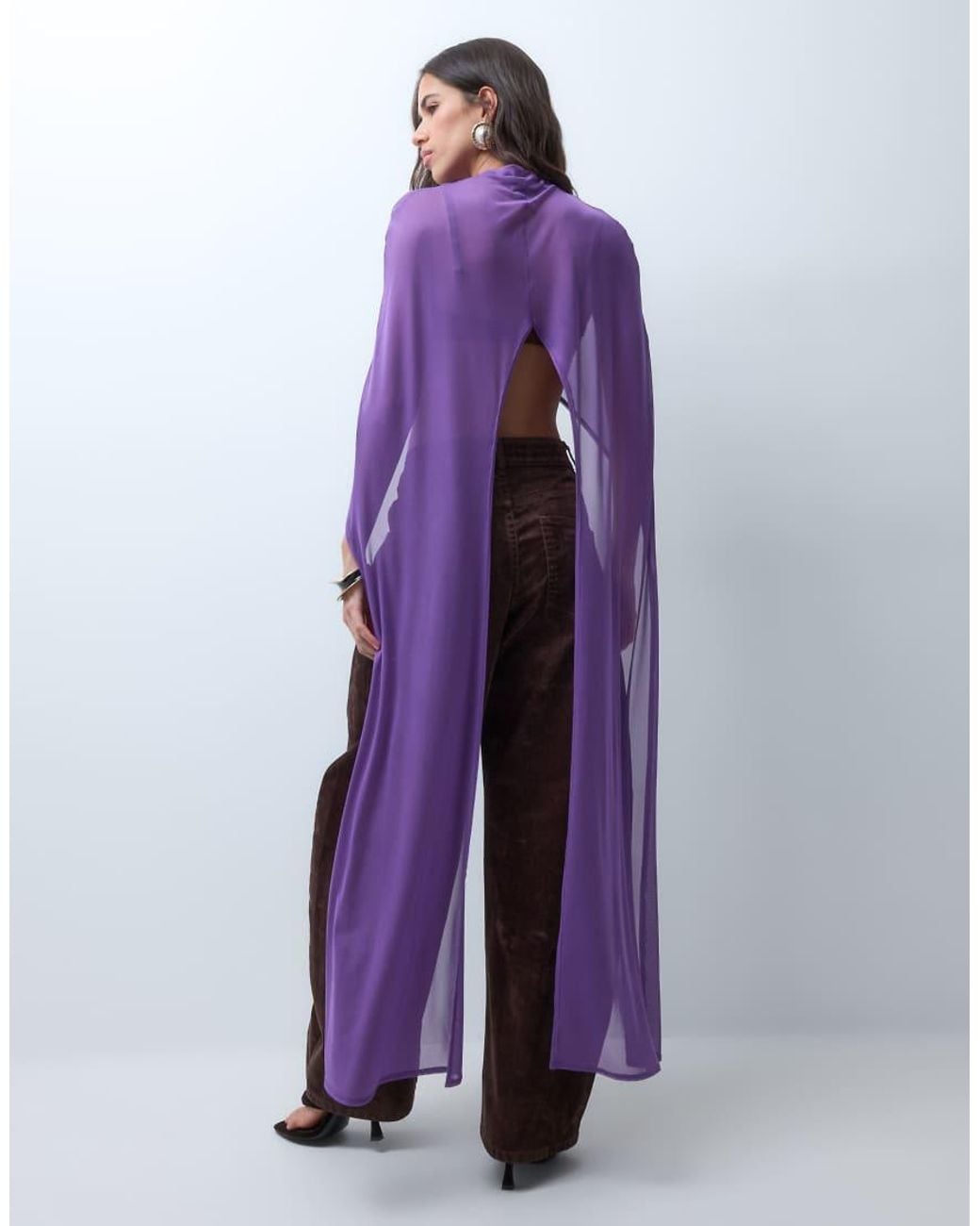 ASOS Purple Mesh Floor Length Mesh Cape Top
