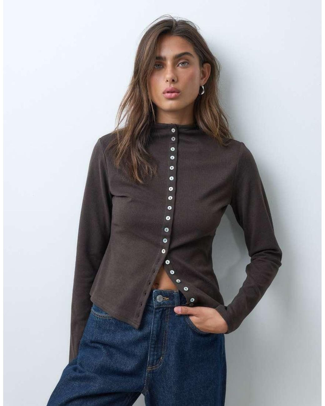 ASOS Brown Supersoft Button Down Top