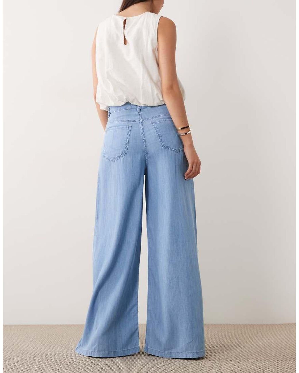 Mango Blue Eva Mid Rise Straight Leg Denim Jean Co-Ord